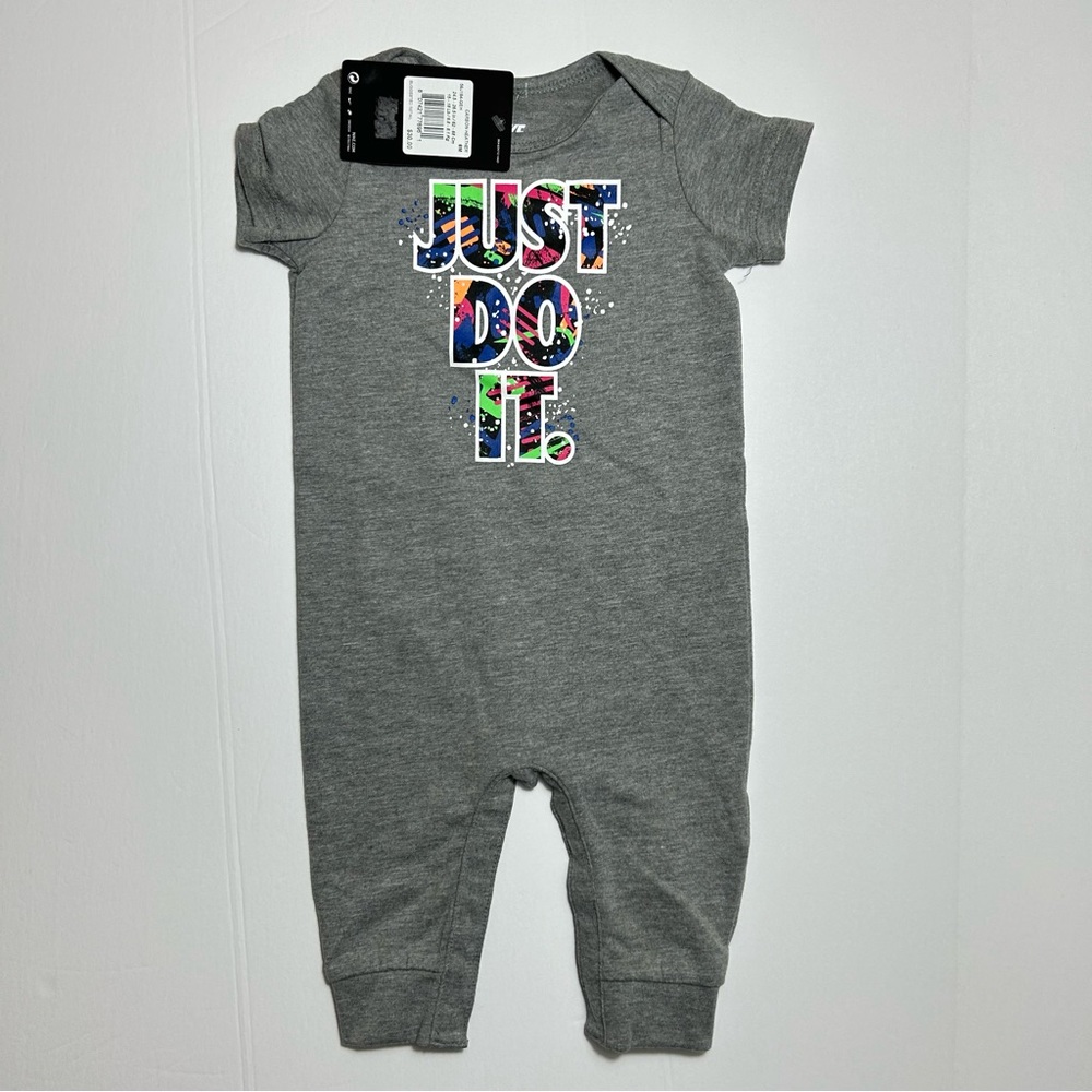 Nike Baby NSW Thrill Seeker Romper Coverall One Piece Outfit 3M 6M 9M Grey